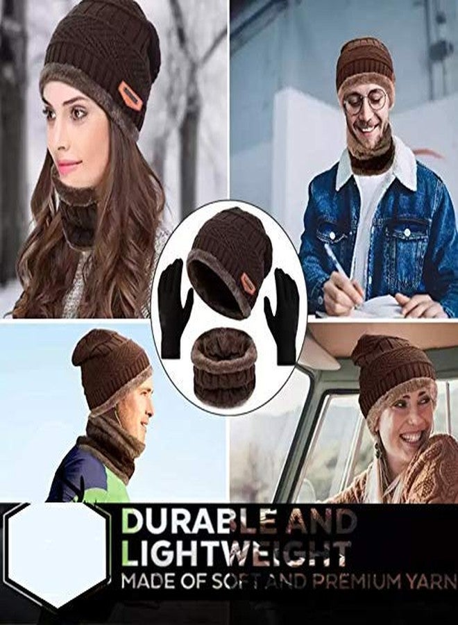 NAITH Winter Woolen Cap, Neck Warmer Scarf with Gloves Set| Beanie Style| 3 Piece Set| Warm Winter Neck Scarf, Gloves and caps Suitable for Men and Women|Stylish (Brown, Wool) - Image 5