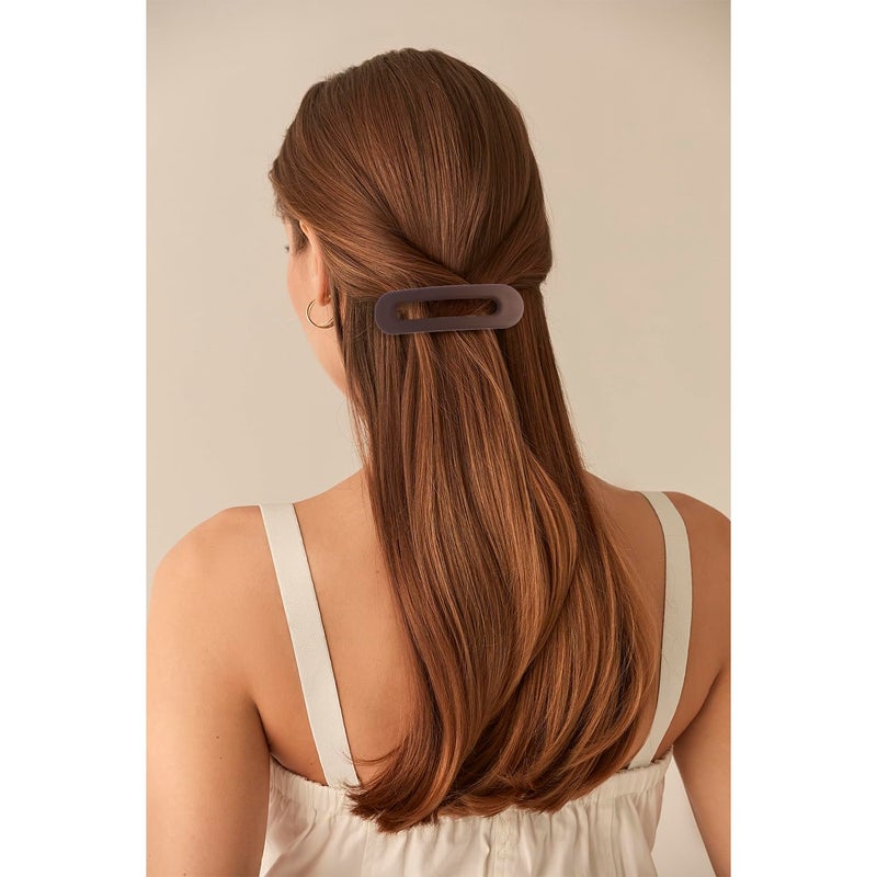Atoden French Barrettes Clips for Thick Thin Fine Hair, Atoden Large Matte Hair Slides 4Pcs Non Slip Strong Hold Flat Clamps Vintage 90s Accessories Women Girls Gifts (Neutral Khaki Brown Blue Black) - Image 5