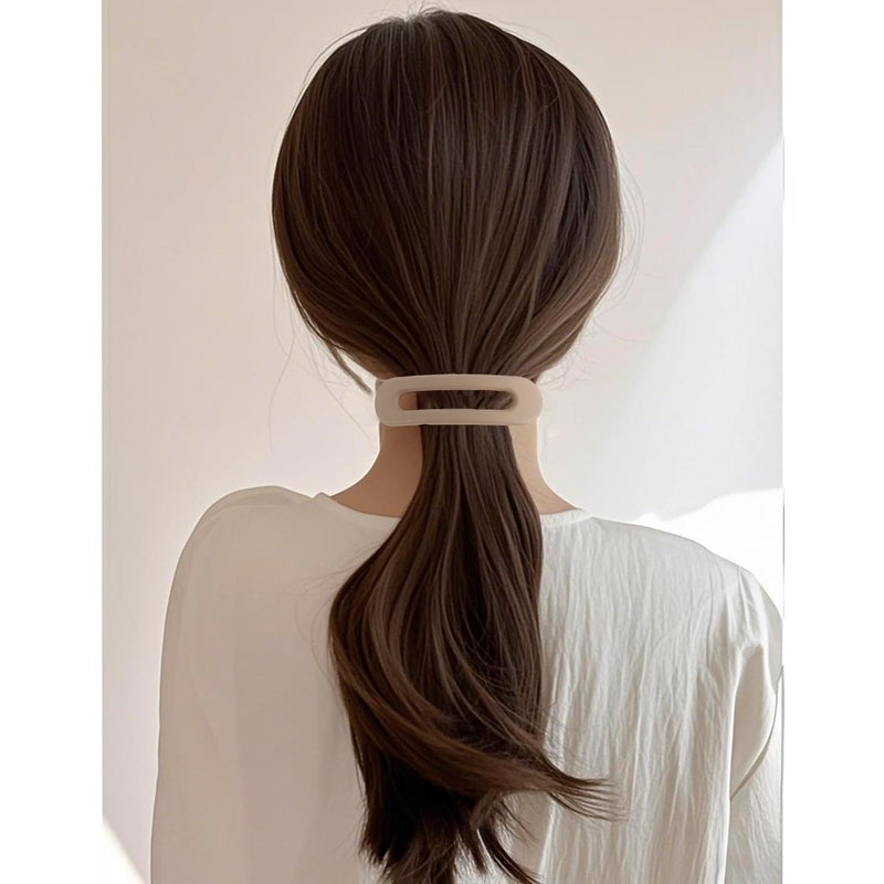 Atoden French Barrettes Clips for Thick Thin Fine Hair, Atoden Large Matte Hair Slides 4Pcs Non Slip Strong Hold Flat Clamps Vintage 90s Accessories Women Girls Gifts (Neutral Khaki Brown Blue Black) - Image 4
