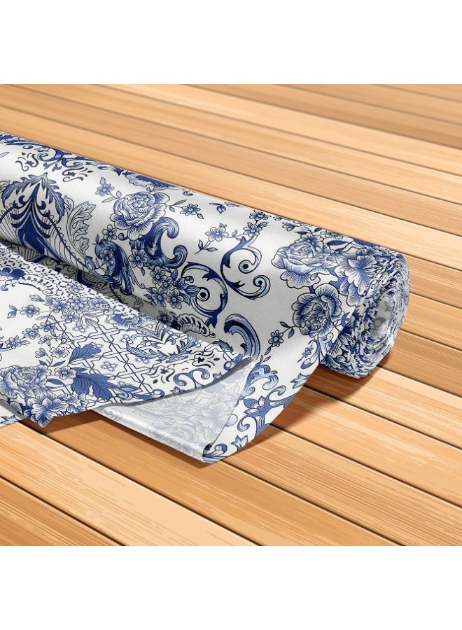 فيلاتو Ø¬Ù„Ø§Ø¨ÙŠØ© Ù…Ø®ÙˆÙŠØ± Ø¨ØªØµÙ…ÙŠÙ… Ø²Ù‡ÙˆØ± Ø£Ø²Ø±Ù‚ Ø£Ø¨ÙŠØ¶ Ù…Ù† Ù‚Ù…Ø§Ø´ Ø­Ø±ÙŠØ± Ø§Ù„Ù„ÙŠÙ„ Ø¹Ø±Ø§Ù…Ù†ÙŠ Ø¨Ø§Ù„ÙŠØ§Ø±Ø¯Ø©ØŒ Ø¹Ø±Ø¶ 58 Ø¨ÙˆØµØ© - Image 5