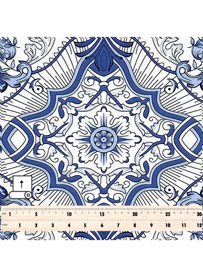 فيلاتو Ø¬Ù„Ø§Ø¨ÙŠØ© Ù…Ø®ÙˆÙŠØ± Ø¨ØªØµÙ…ÙŠÙ… Ø²Ù‡ÙˆØ± Ø£Ø²Ø±Ù‚ Ø£Ø¨ÙŠØ¶ Ù…Ù† Ù‚Ù…Ø§Ø´ Ø­Ø±ÙŠØ± Ø§Ù„Ù„ÙŠÙ„ Ø¹Ø±Ø§Ù…Ù†ÙŠ Ø¨Ø§Ù„ÙŠØ§Ø±Ø¯Ø©ØŒ Ø¹Ø±Ø¶ 58 Ø¨ÙˆØµØ© - Image 4