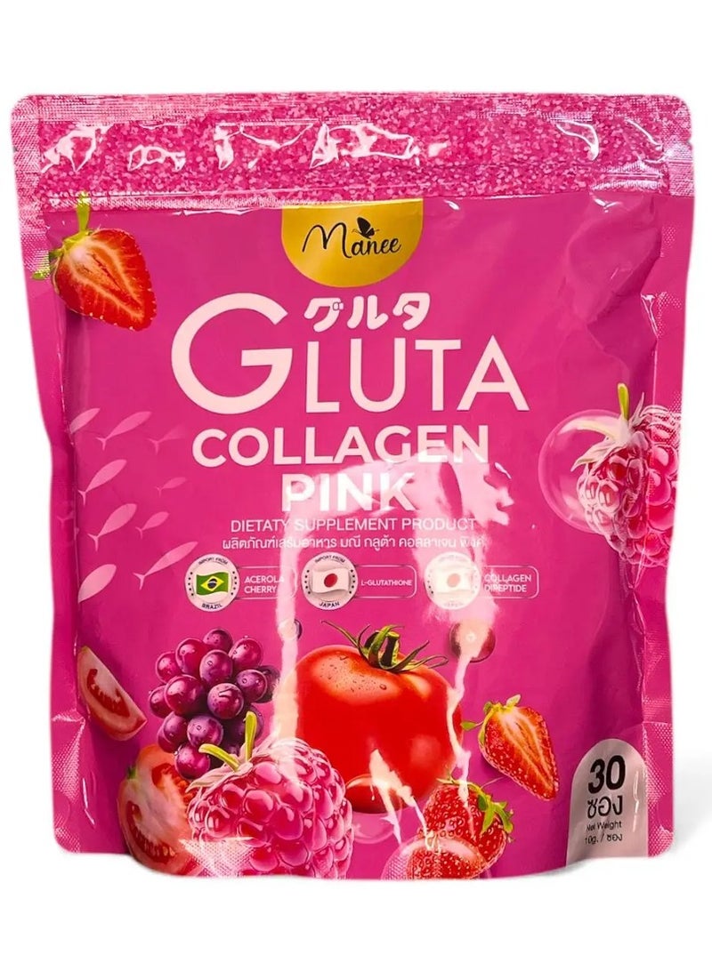 Gluta Collagen Pink - Dietary Supplement for Skin Brightening & Radiance (30 Sachets)