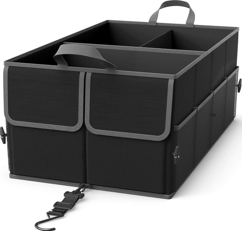 EPAuto Foldable Car Trunk Organizer 3Compartment with Removable Divider Black