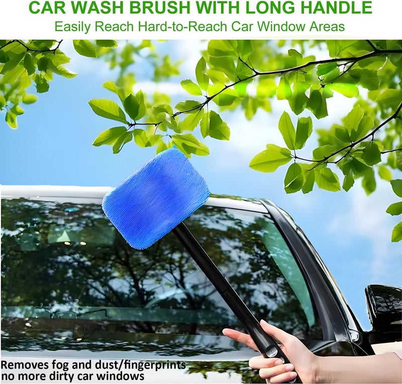 Desin Car Windshield Cleaning Tool  Windshield Cleaner With 5 Washable And Reusable Microfiber Pads And Extendable Handle  For Auto Glass Wiper (Blue) - Image 5