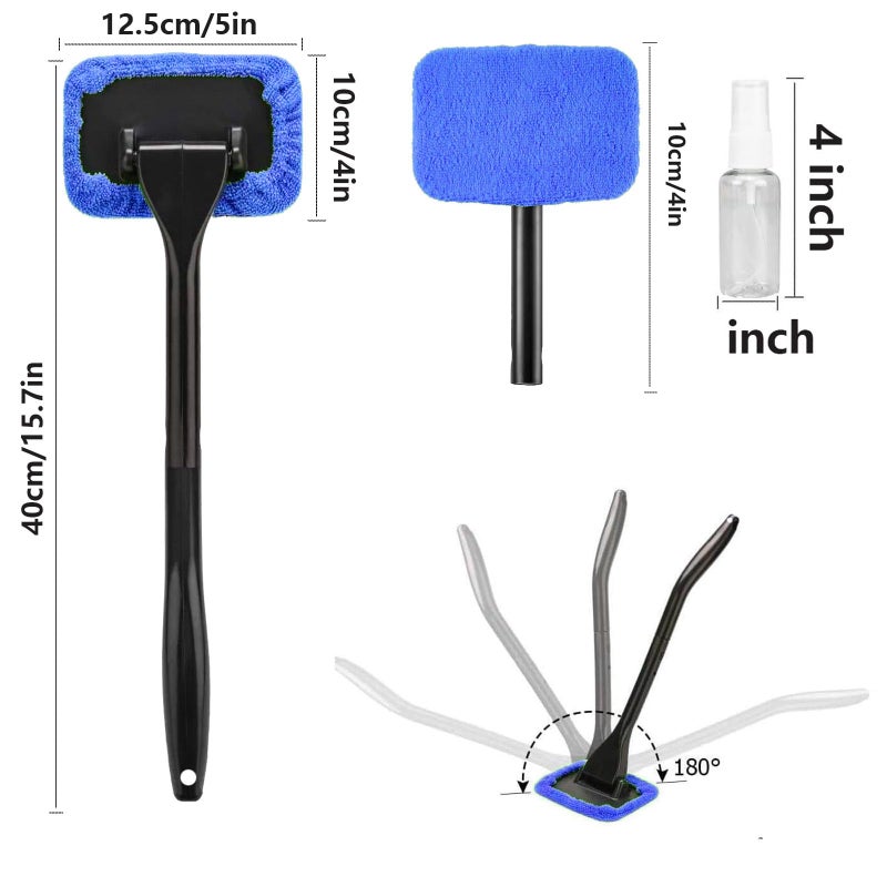Desin Car Windshield Cleaning Tool  Windshield Cleaner With 5 Washable And Reusable Microfiber Pads And Extendable Handle  For Auto Glass Wiper (Blue) - Image 2