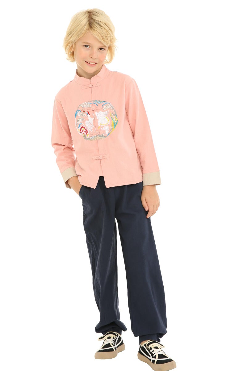 Mud Kingdom Chinese Jacket Cute for Little Boys Traditional Embroidery Jacket Cute Tang Red Size 10-12 - Image 4