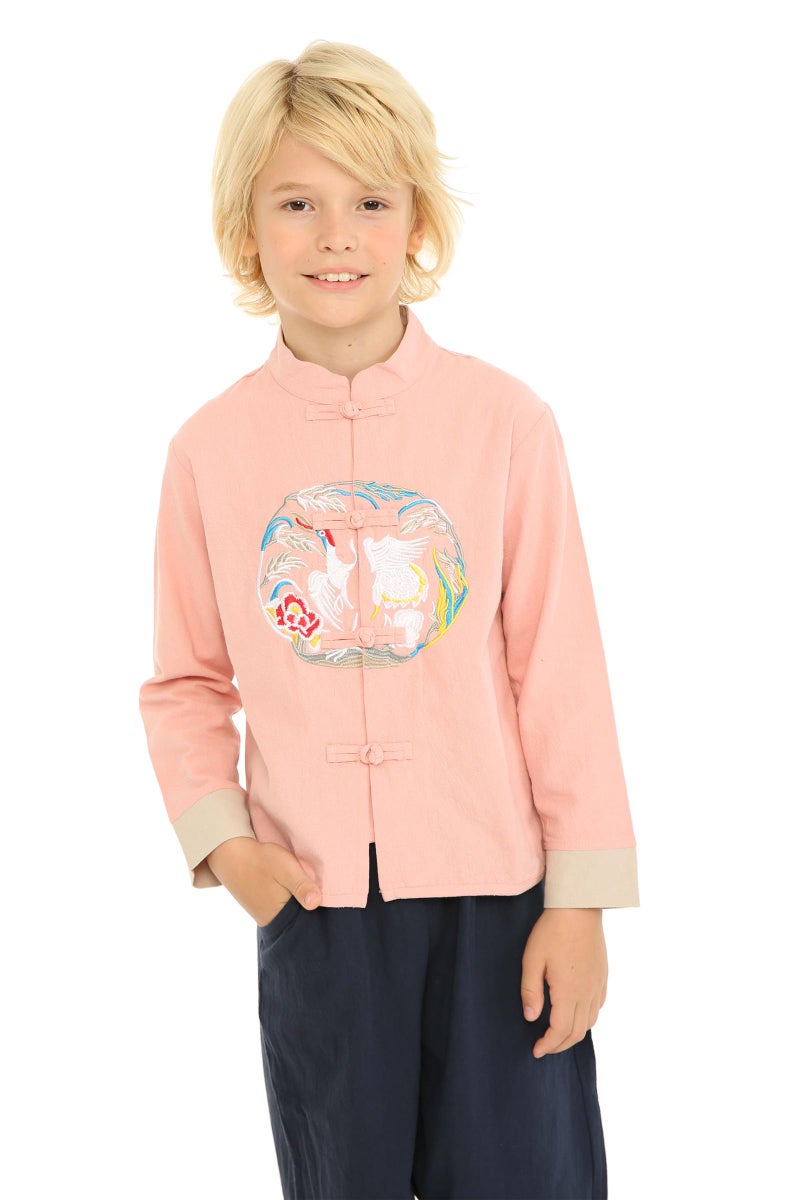Mud Kingdom Chinese Jacket Cute for Little Boys Traditional Embroidery Jacket Cute Tang Red Size 10-12 - Image 2