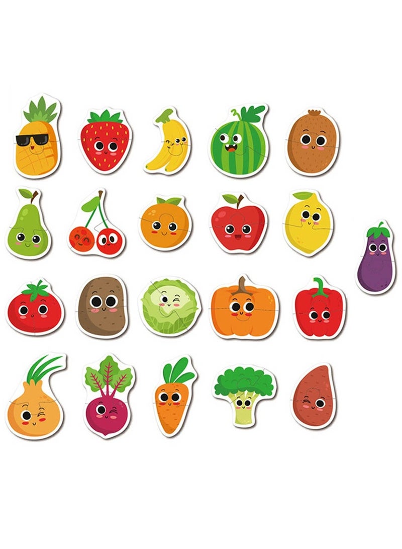 أحجية مطابقة الفواكه والخضروات للأطفال مكونة من 22 قطعة - لعبة تعليمية تعليمية للأطفال الصغار | لغز الفاكهة والخضار الممتع لتنمية واللعب في مرحلة الطفولة المبكرة - Image 2