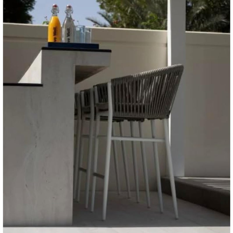 Outdoor counter stool with seat cushion in charcoal/silver/charcoal aluminium frame, removable lining, W630 x D585 x H950mm - Image 5