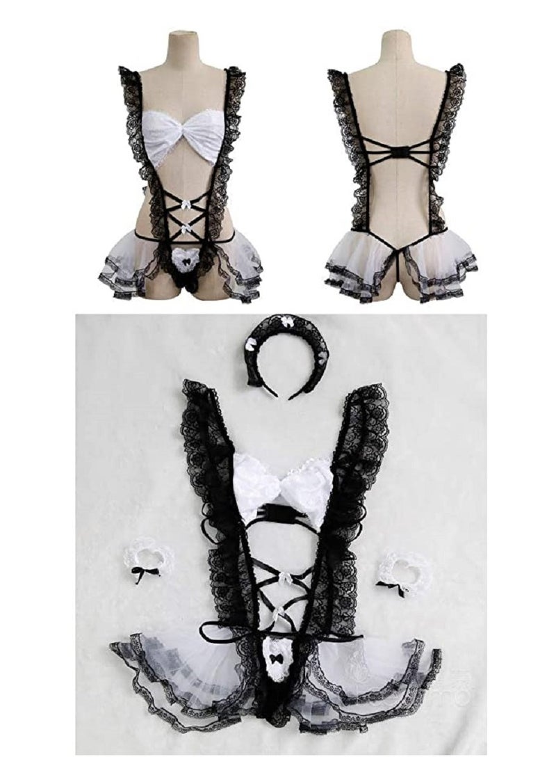Women Lingerie Lace Babydoll Strap Chemise Halter Teddy V Neck Sleepwear.  - Image 1
