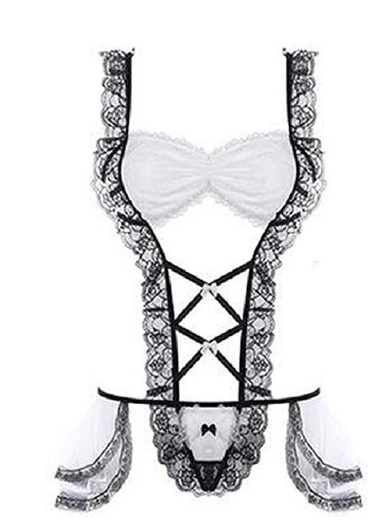 Women Lingerie Lace Babydoll Strap Chemise Halter Teddy V Neck Sleepwear.  - Image 2