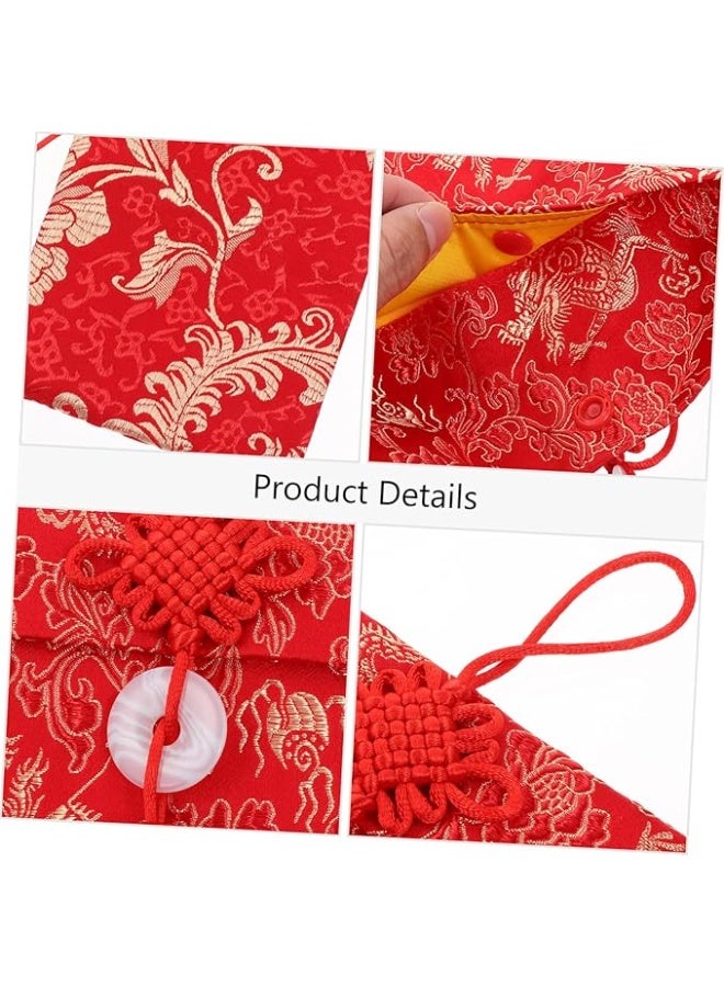 اليكليڤ 2 عبوات مغلفات حمراء حريرية صينية تقليدية من التنين والعنقاء 100 قطعة حقائب نقود للسنة الصينية الجديدة زفاف مظاريف حمراء ميمونة عامة (أفقي) - Image 4