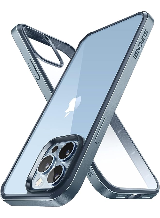 سوبكيس حافظة سلسلة Unicorn Beetle Edge لهاتف iPhone 13 Pro Max (إصدار 2021) مقاس 6.7 بوصة، حافظة شفافة بإطار نحيف مع مصد داخلي من مادة TPU وظهر شفاف (أزرق سماوي) - Image 1