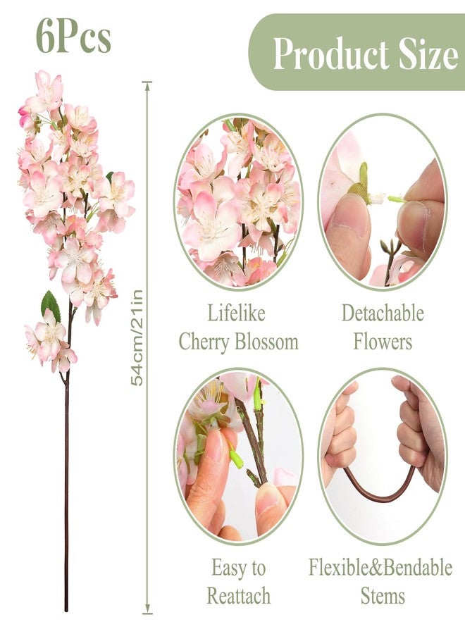 TOCHGREEN أغصان زهر الكرز الاصطناعية من TOCHGREEN، 6 قطع، زهور صناعية، زهور حريرية صناعية، أزهار شجرة البرقوق، نباتات صناعية، تنسيق ربيعي، ديكور منزلي، زفاف، طاولة، مكتب، مزهرية (وردي) - Image 3