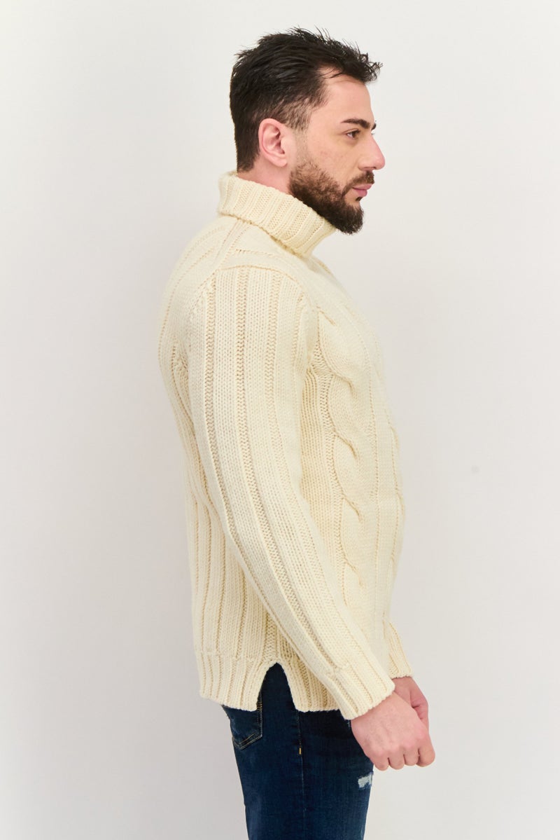 Michael Kors Men Turtle Neck Textured Sweater, Beige  - Image 2
