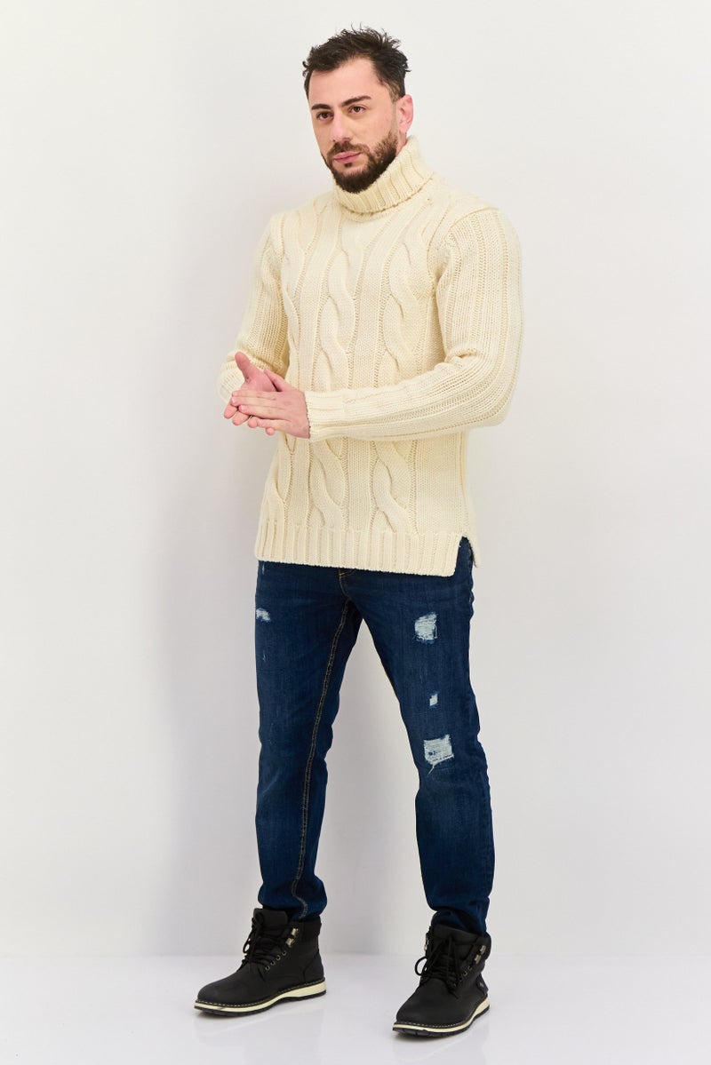 Michael Kors Men Turtle Neck Textured Sweater, Beige  - Image 4