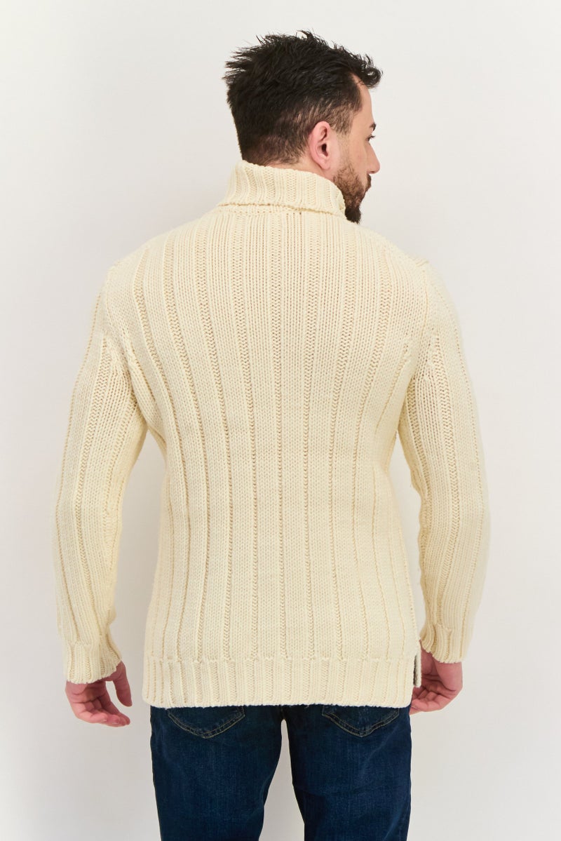 Michael Kors Men Turtle Neck Textured Sweater, Beige  - Image 3