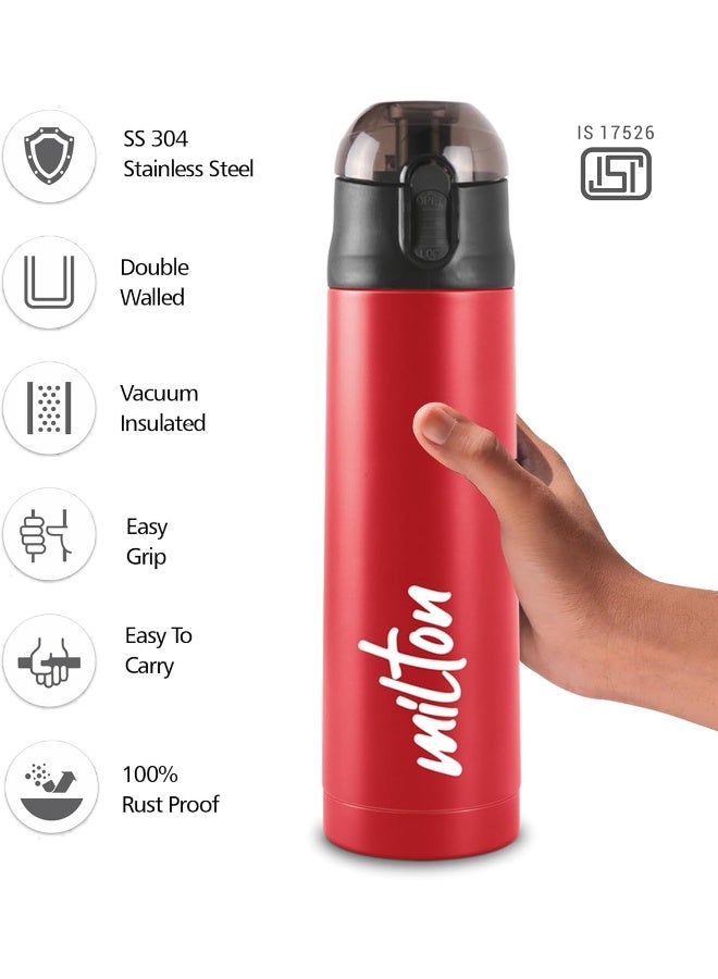 Milton 750ml  Vacuum Insulated Flask Stainless Steel  Thermosteel 24Hr Hot & Cold Leak Proof Water Bottle for Travel Office Gym Home Crown Red - Image 3
