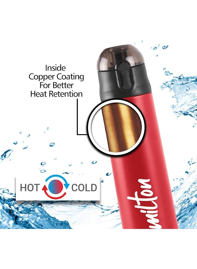 Milton 750ml  Vacuum Insulated Flask Stainless Steel  Thermosteel 24Hr Hot & Cold Leak Proof Water Bottle for Travel Office Gym Home Crown Red - Image 2