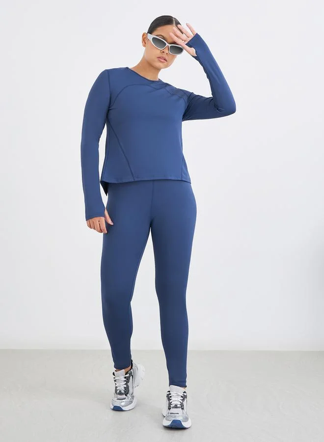ستايلي Styli Back Split Hem Detail Top and Leggings Set