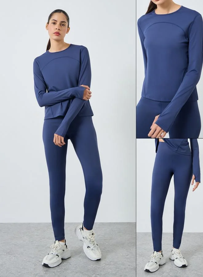 ستايلي اكتيف طقم بلوزة وبنطلون بتفاصيل فتحة جانبية من ستايلي