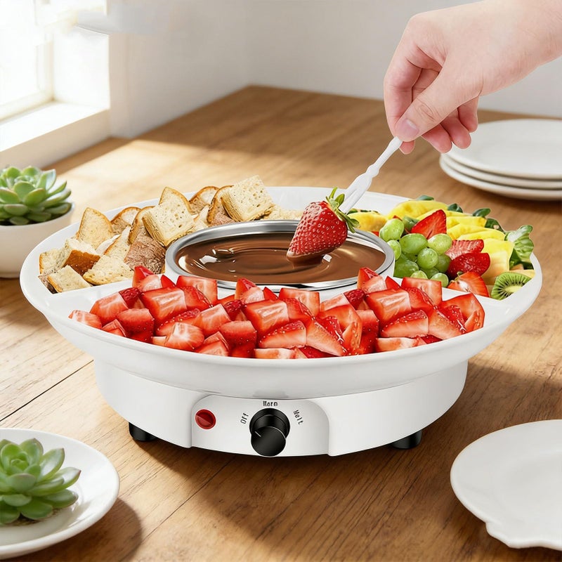 Electric Fondue Pot Set With Detachable Tray And 10 Forks For Parties US Plug - Image 3