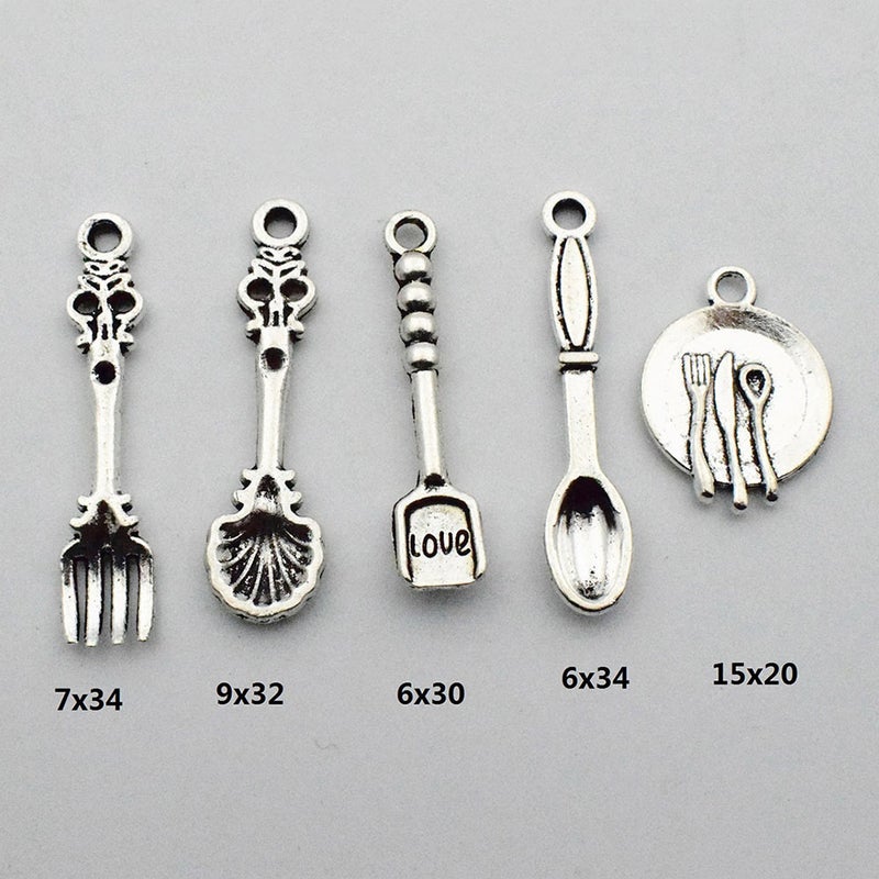 200 pcs Spoon Fork Dish DIY Accessory Pendant Tableware Bracelet Necklace Pendant Craft (100pcs/Set) - Image 3