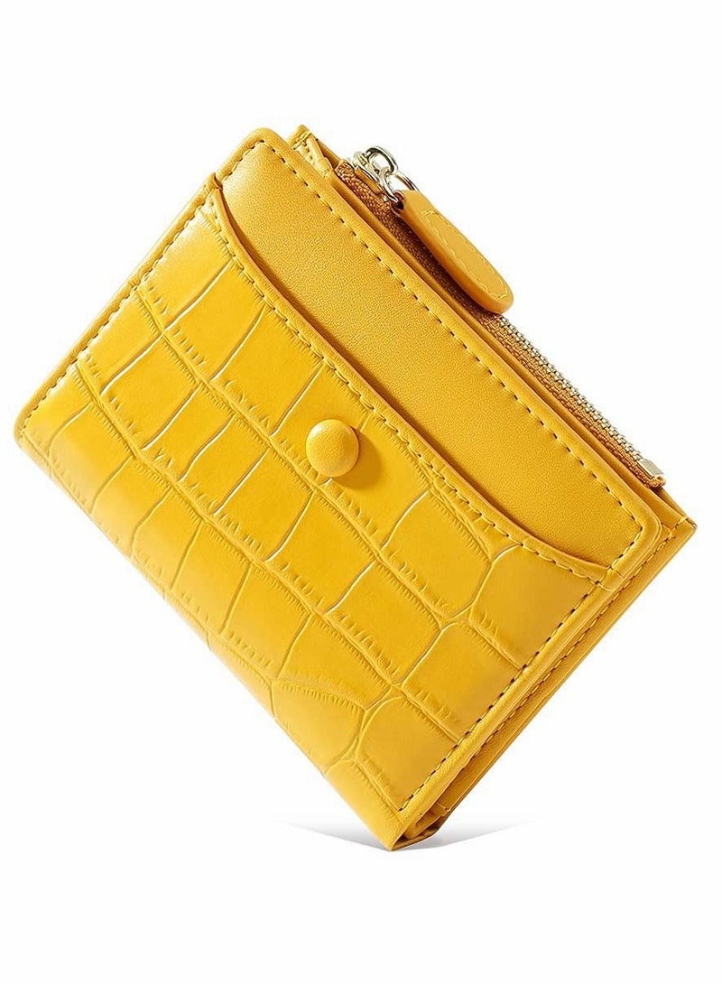 KASTWAVE Small Purses for Women Fashion Stone Pattern Girls Wallet Thin and Light Card Holder Organizer (Yellow) - Image 1