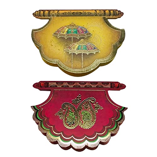 KRIWIN Paper Pack of 20 Gold & Red Color Designer Envelopes (Fan/Pankha Style) - Image 1