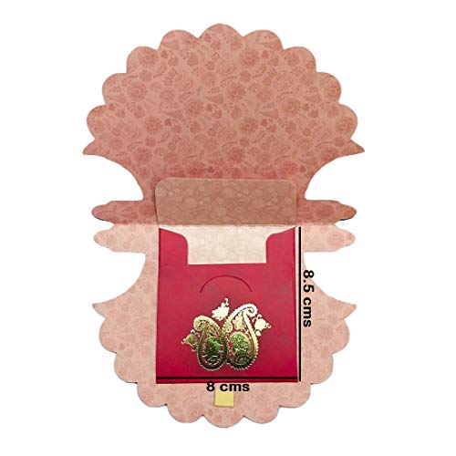 KRIWIN Paper Pack of 20 Gold & Red Color Designer Envelopes (Fan/Pankha Style) - Image 3