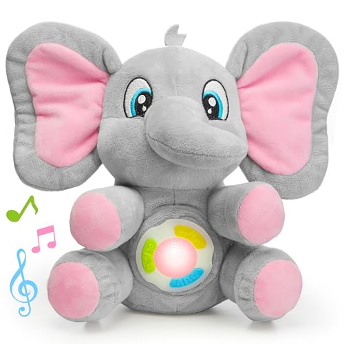 JOYIN Musical Elephant Plush Baby Toy Stuffed Animal with Music Light Baby Musical Soft Plush Toys for Infant Babies Easter Birthday Gifts for Boys and Girls 6 Months - Image 1