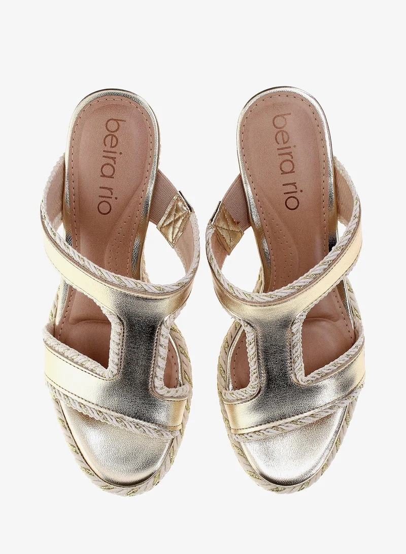 Beira Rio Golden Beira Rio Women’s Mid Heel Sandals – Stylish Everyday Wear with Comfortable Support for Women | Best Price UAE