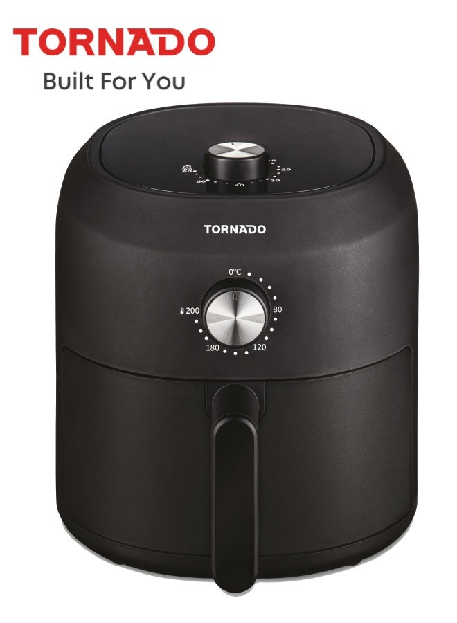 TORNADO 3.5L Manual Air Fryer 1200W, Rapid Hot Air System, 80-200°C Temp Control, 60-Min Timer with Auto Shut-Off, Non-Stick Detachable Drawer, Black - TFN-A1235MB1AG - 1-Year Free Warranty - Image 3