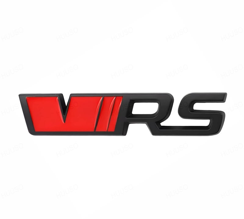 HUUSO Premium Zinc Alloy Badge, 3D Premium Car Side Fender Rear Trunk (Design: V-R-S, Black & Red) Emblem Logo Badge Decals - Image 1