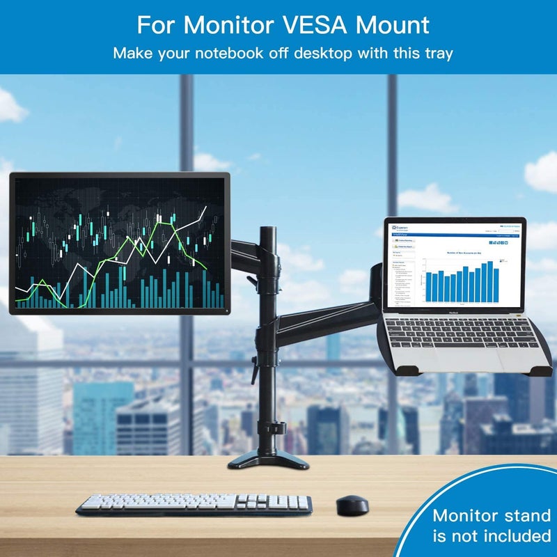 HUANUO Laptop Tray Steel Notebook Holder for Monitor VESA Mount Stand Fits VESA 100x100 mm Mounting Holes with M4 Screws, 22lbs Capacity with Vented Cooling Platform - Image 5