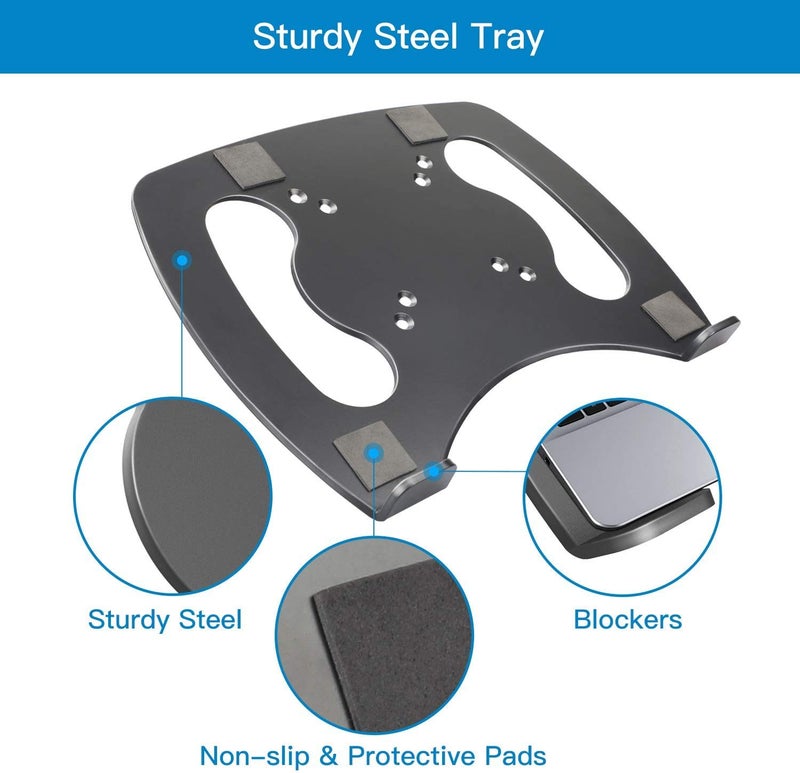 HUANUO Laptop Tray Steel Notebook Holder for Monitor VESA Mount Stand Fits VESA 100x100 mm Mounting Holes with M4 Screws, 22lbs Capacity with Vented Cooling Platform - Image 3