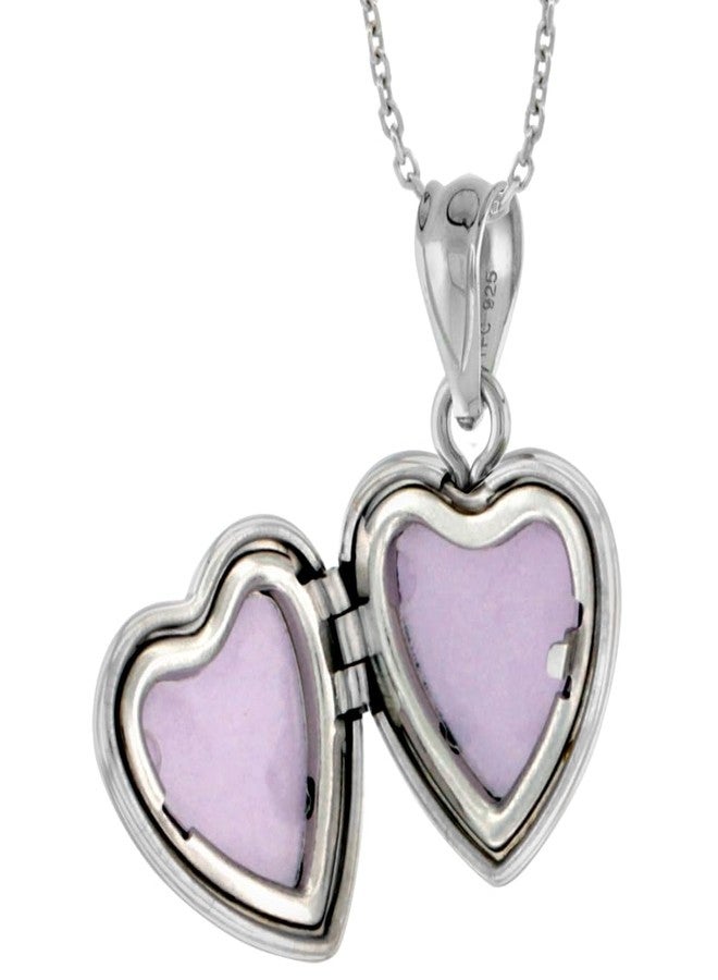 سابرينا سيلفر قلادة صغيرة جدًا على شكل قلب من الفضة الإسترليني عيار 925 للنساء، مزينة بنقوش زهرية، طولها 18 بوصة (RL_30H). - Image 2