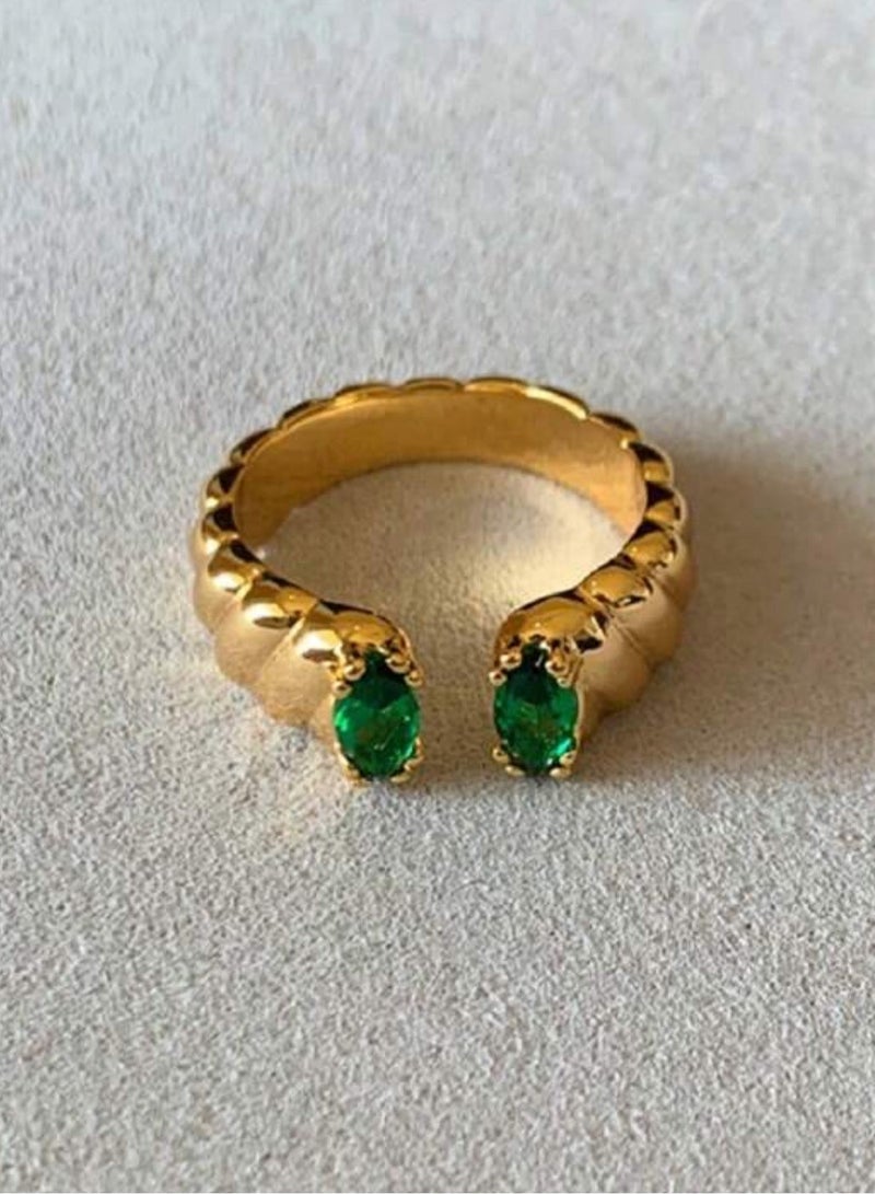 نيو ستايل خاتمين نسائية من الاستانلس ستيل المطلي باللون الذهبي بمقاس موحد - Image 3