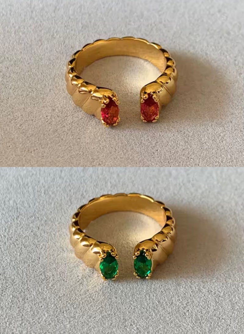 نيو ستايل خاتمين نسائية من الاستانلس ستيل المطلي باللون الذهبي بمقاس موحد - Image 1