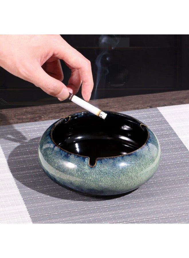 Bangushan Ashtray, Ceramic Ashtray For Living Room, Creative Office Ashtray Decoration, Deep Gree