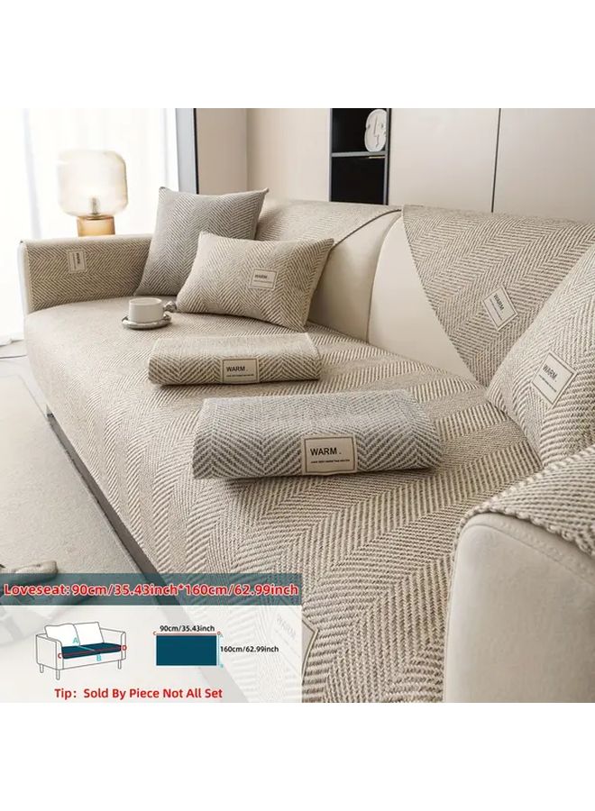 Khaki 1 Color Sofa Cover 90x210 Non Slip Heavy Duty Polyester Fabric Protector Machine Washable Pet Friendly - Image 5