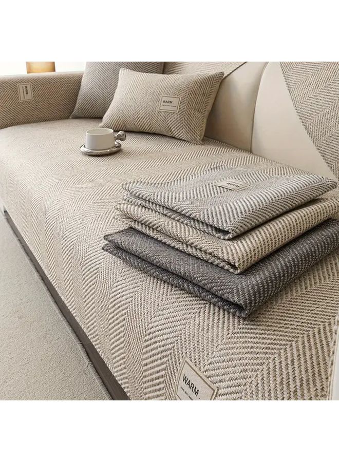 Khaki 1 Color Sofa Cover 90x210 Non Slip Heavy Duty Polyester Fabric Protector Machine Washable Pet Friendly - Image 1