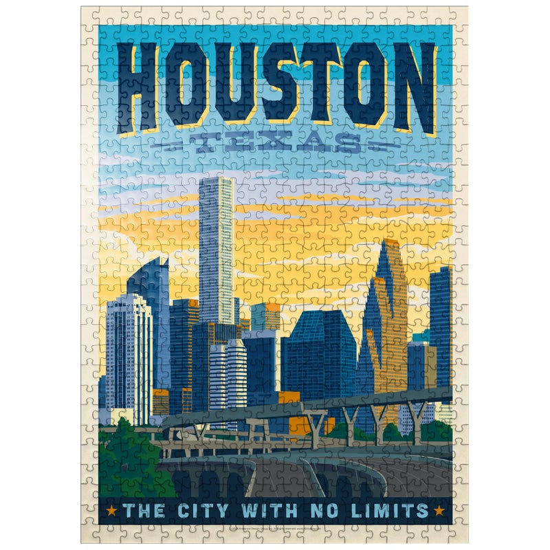 MyPuzzle.com MyPuzzle Houston Texas City with No Limits Vintage Poster Premium 500 Piece Jigsaw Puzzle for Adults - Image 3