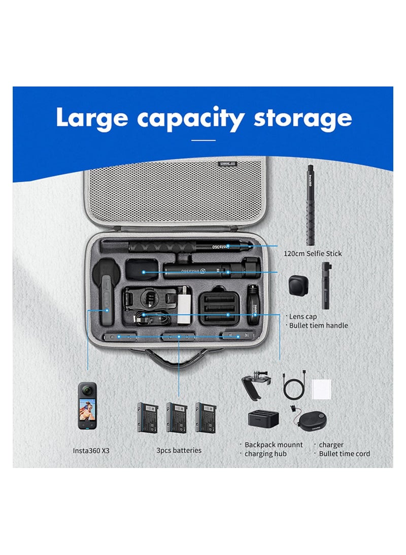 Carry Case for Insta360 X3 Accessories, Waterproof Carrying Case Protective Travel Case for Insta360 X3 One Camera Accessories  - Image 3