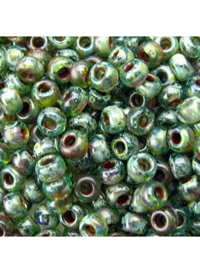 Miyuki Trans Olivine Picasso Miyuki Seed Beads Appx 22Gm Tube 8/0 Round - Image 1