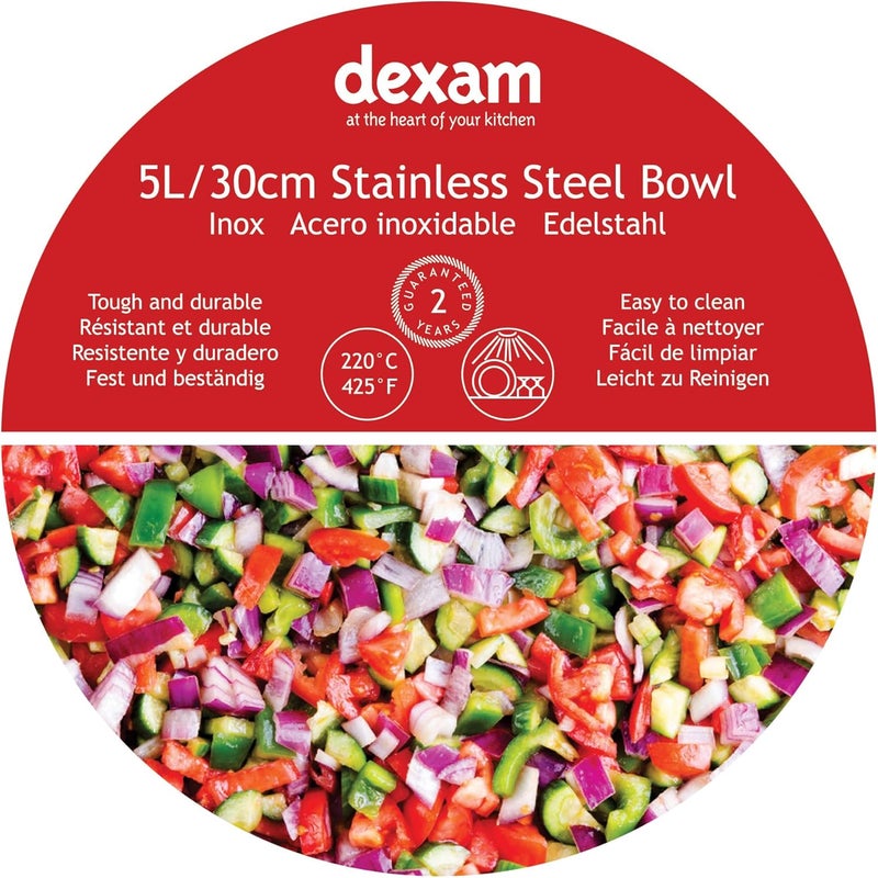 Dexam Mixing Bowl Stainless Steel 5L - Image 2