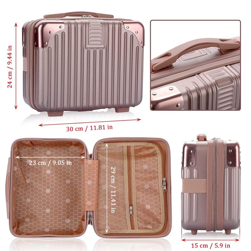 TONSYL Mini Hard Shell Hard Travel Luggage Makeup Case Small Portable Carrying Case Suitcase Organizer Makeup Storage Box Women Rose GoldWhite 1 - Image 2