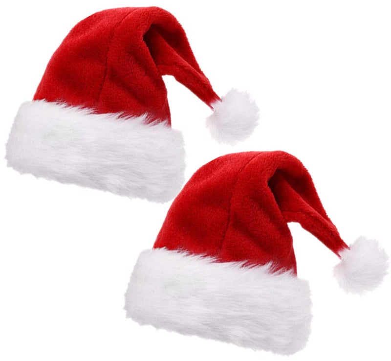 ALIMITOPIA 2pcs Children Christmas Santa Hat,Kids' Double-Layered Luxury Plush Christmas Santa Claus Xmas Cap Hat - Image 1