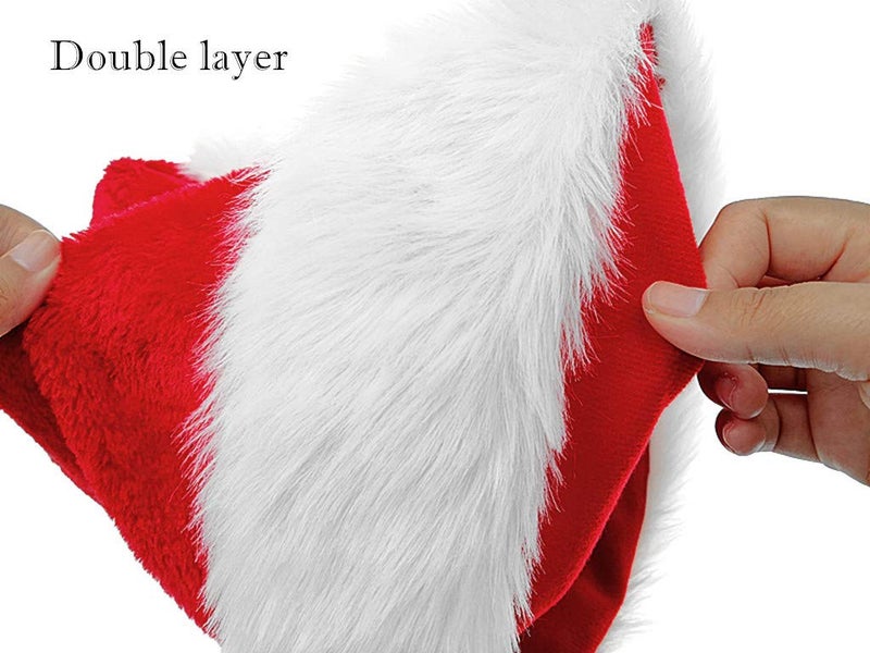 ALIMITOPIA 2pcs Children Christmas Santa Hat,Kids' Double-Layered Luxury Plush Christmas Santa Claus Xmas Cap Hat - Image 3