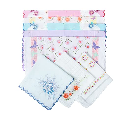 CoCoUSM Womens Vintage Floral Print Cotton handkerchiefs New 5 PCS - Image 1